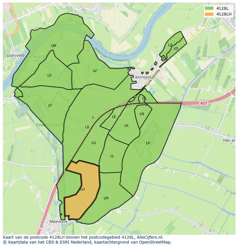 Afbeelding van het postcodegebied 4128 LH op de kaart.