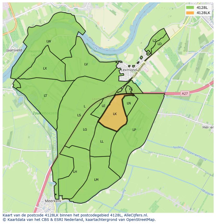 Afbeelding van het postcodegebied 4128 LK op de kaart.