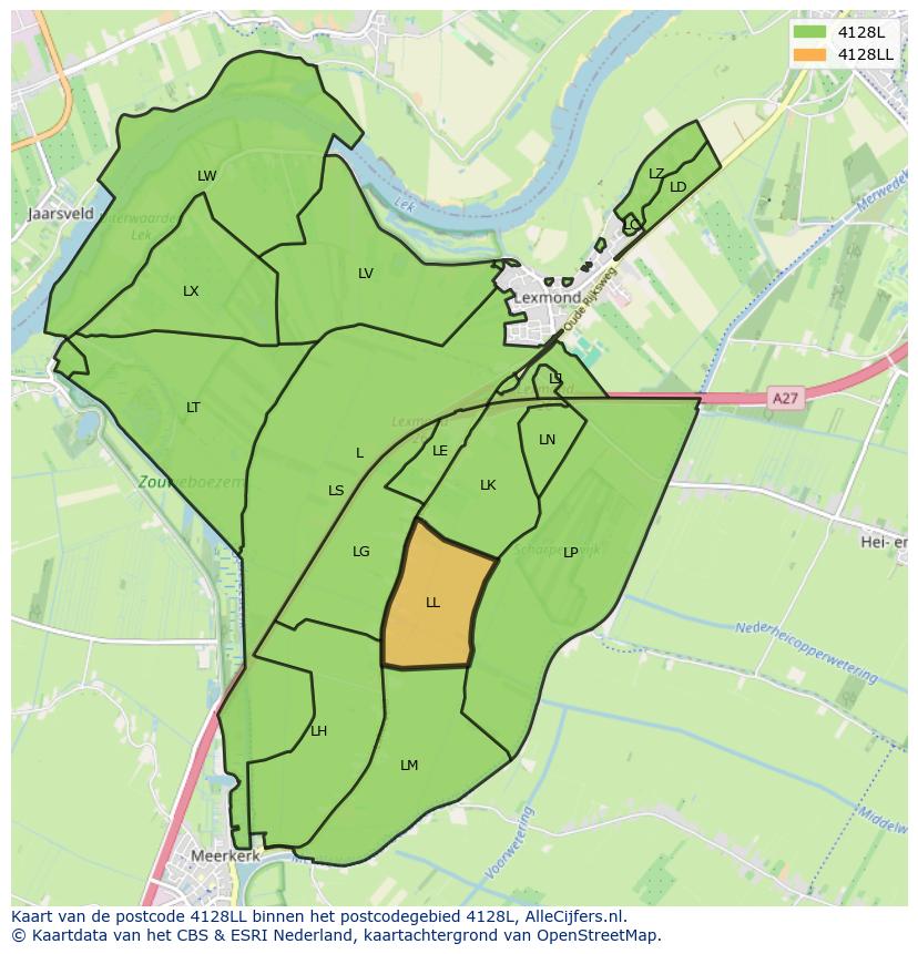 Afbeelding van het postcodegebied 4128 LL op de kaart.