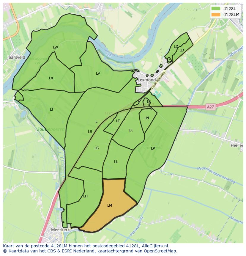 Afbeelding van het postcodegebied 4128 LM op de kaart.
