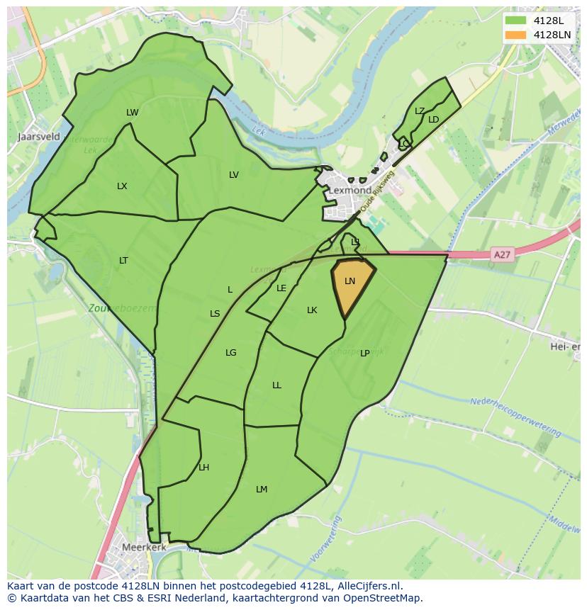 Afbeelding van het postcodegebied 4128 LN op de kaart.