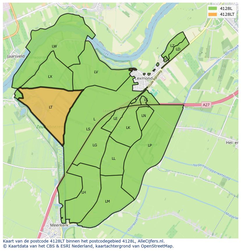 Afbeelding van het postcodegebied 4128 LT op de kaart.