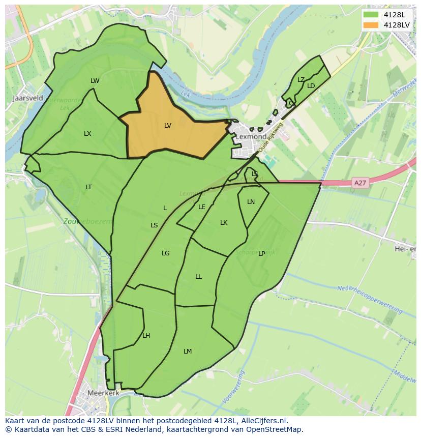 Afbeelding van het postcodegebied 4128 LV op de kaart.