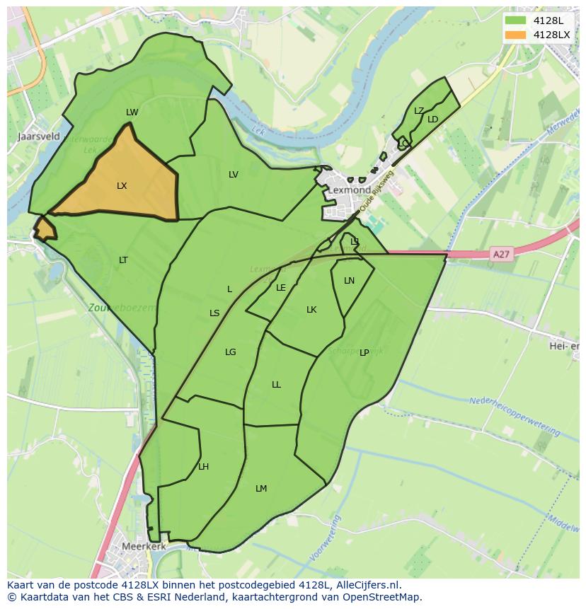 Afbeelding van het postcodegebied 4128 LX op de kaart.