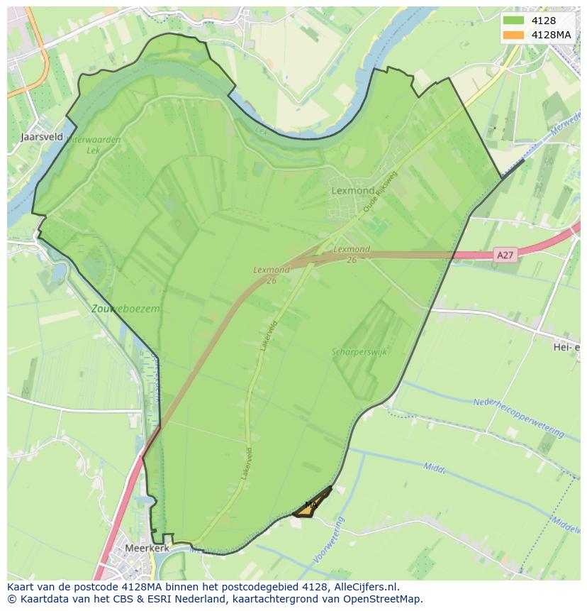 Afbeelding van het postcodegebied 4128 MA op de kaart.