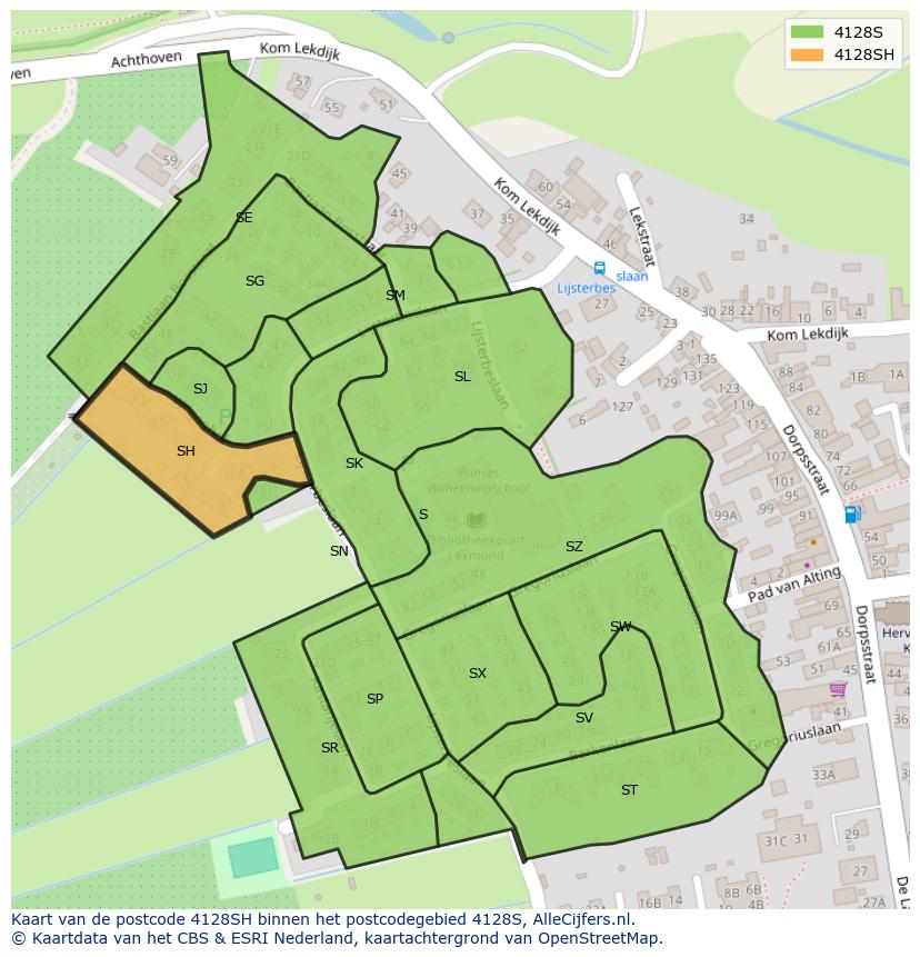 Afbeelding van het postcodegebied 4128 SH op de kaart.