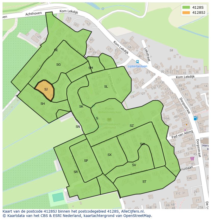 Afbeelding van het postcodegebied 4128 SJ op de kaart.