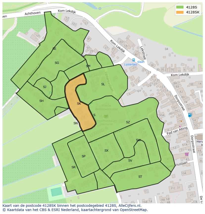 Afbeelding van het postcodegebied 4128 SK op de kaart.