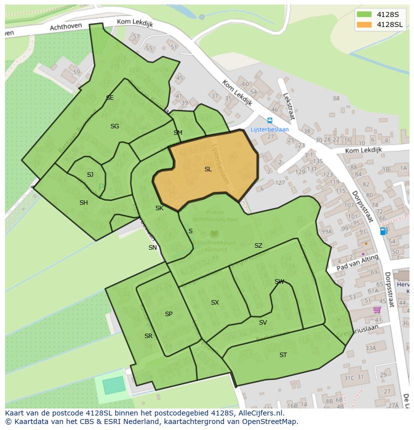 Afbeelding van het postcodegebied 4128 SL op de kaart.