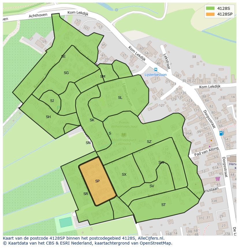 Afbeelding van het postcodegebied 4128 SP op de kaart.