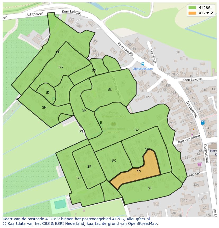 Afbeelding van het postcodegebied 4128 SV op de kaart.