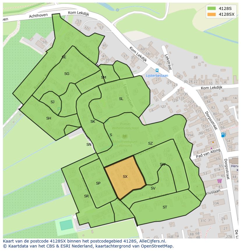 Afbeelding van het postcodegebied 4128 SX op de kaart.