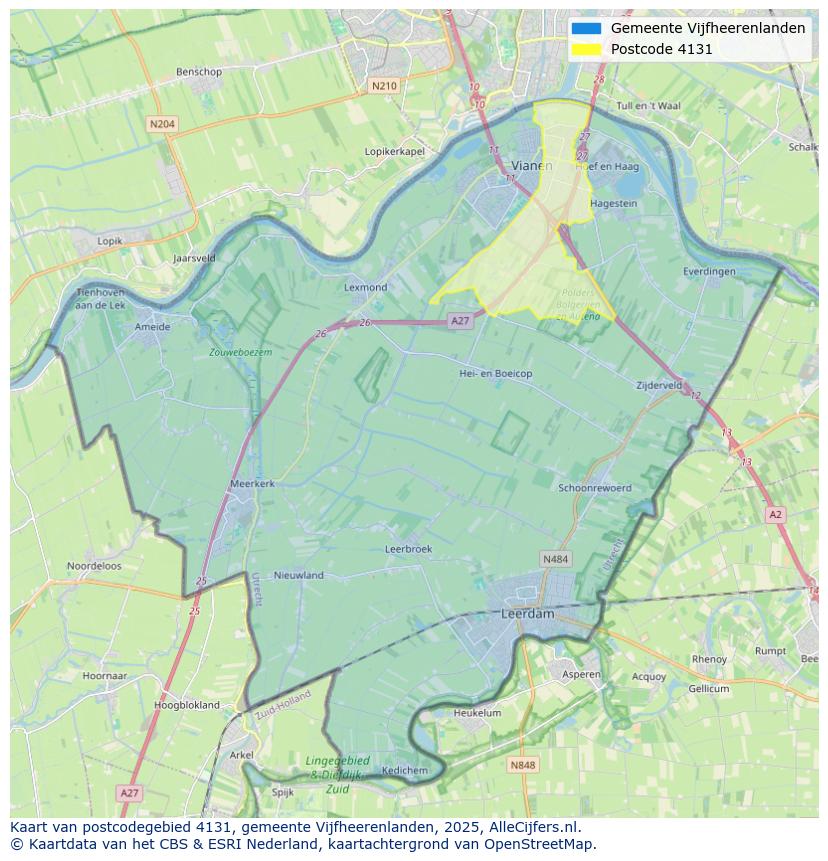 Afbeelding van het postcodegebied 4131 op de kaart.
