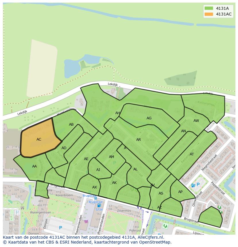 Afbeelding van het postcodegebied 4131 AC op de kaart.