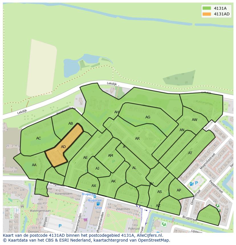 Afbeelding van het postcodegebied 4131 AD op de kaart.