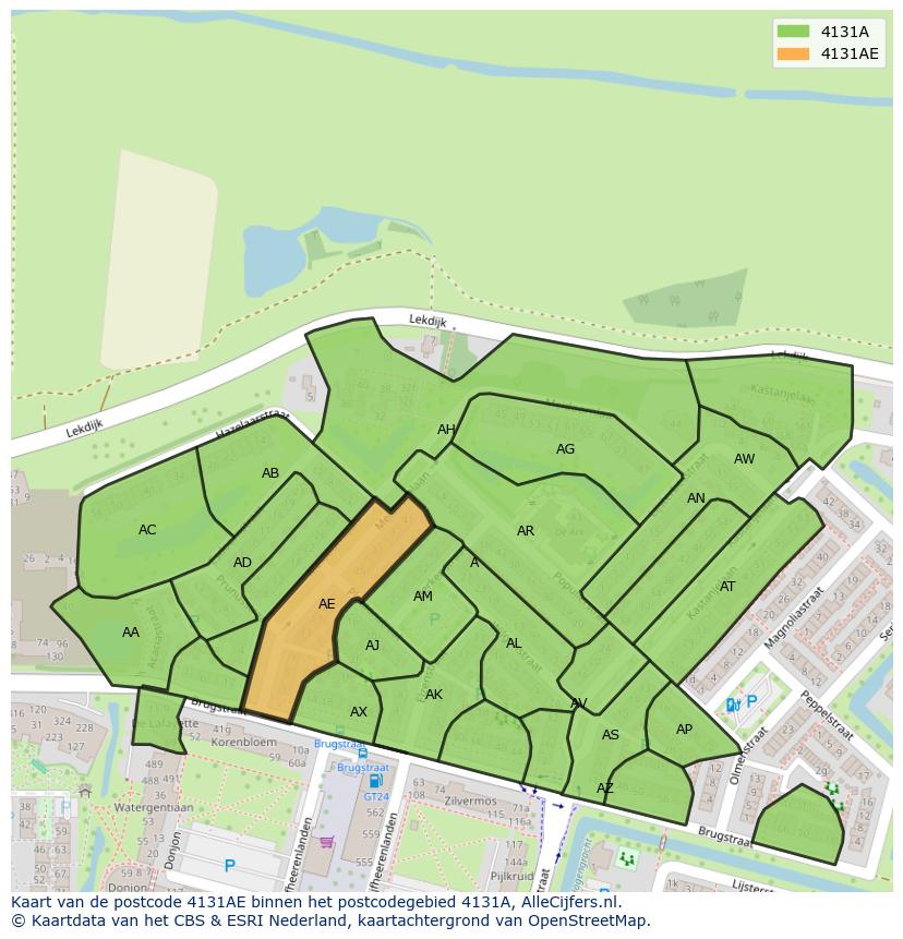 Afbeelding van het postcodegebied 4131 AE op de kaart.