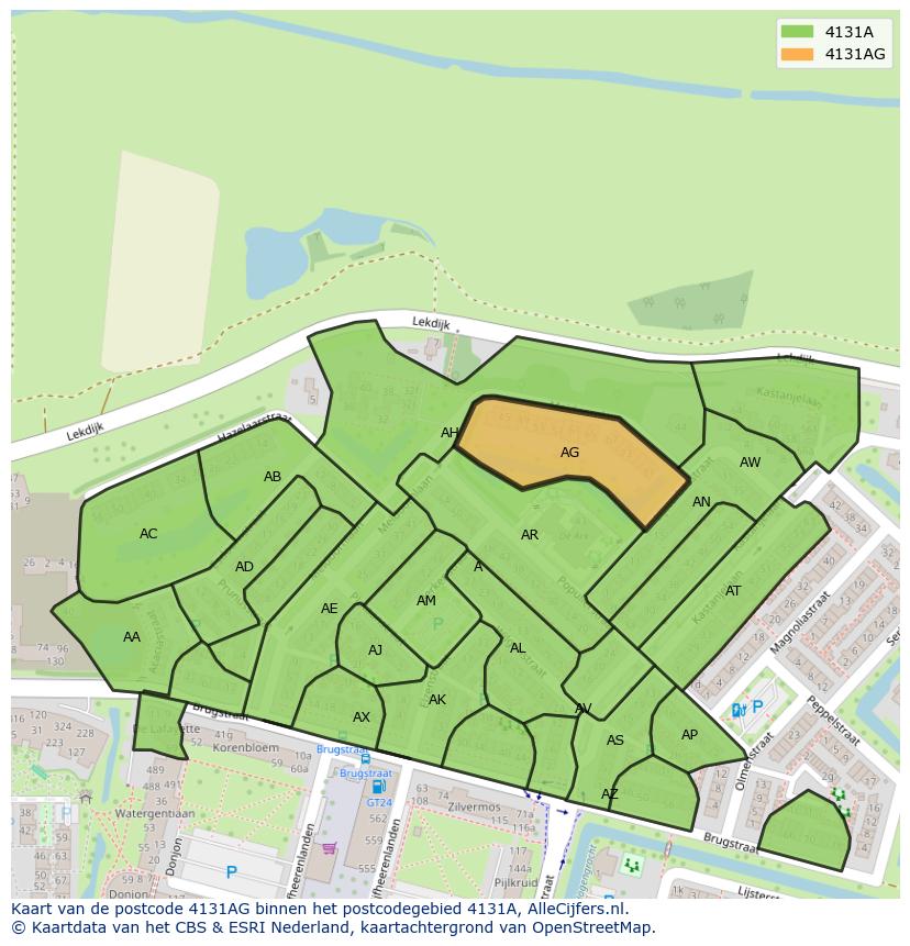 Afbeelding van het postcodegebied 4131 AG op de kaart.