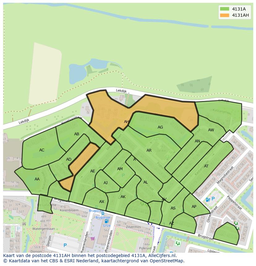 Afbeelding van het postcodegebied 4131 AH op de kaart.