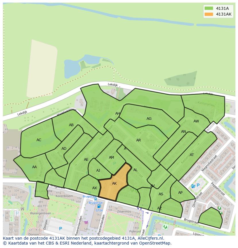 Afbeelding van het postcodegebied 4131 AK op de kaart.