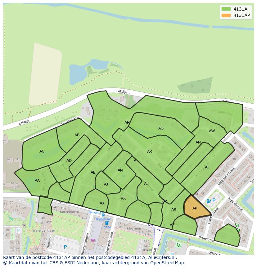 Afbeelding van het postcodegebied 4131 AP op de kaart.