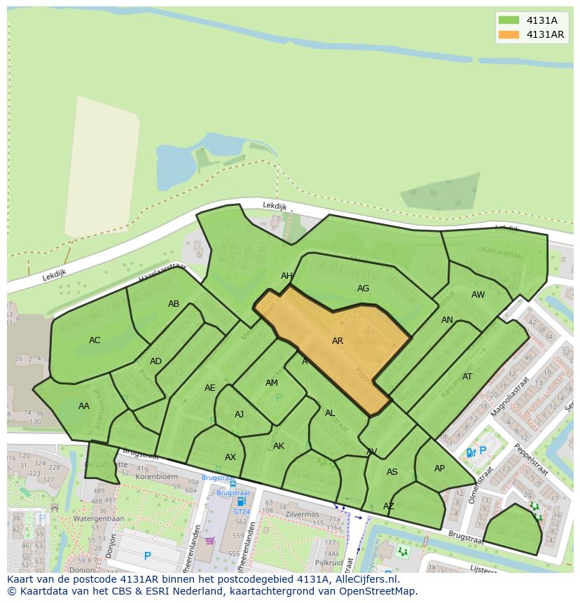 Afbeelding van het postcodegebied 4131 AR op de kaart.
