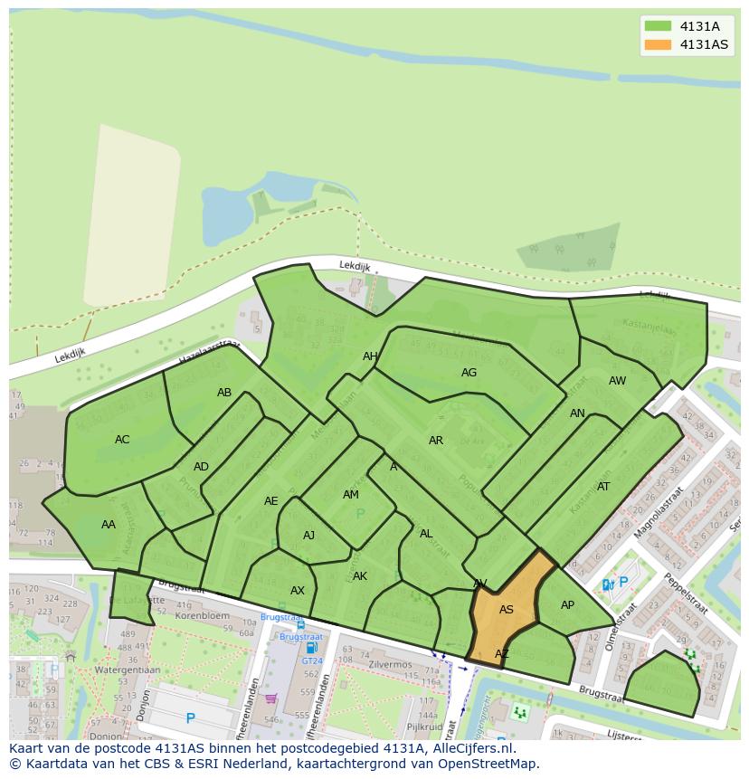 Afbeelding van het postcodegebied 4131 AS op de kaart.