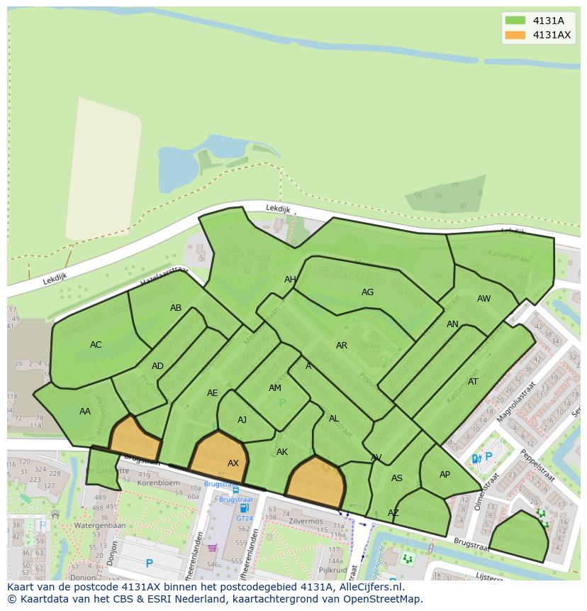 Afbeelding van het postcodegebied 4131 AX op de kaart.
