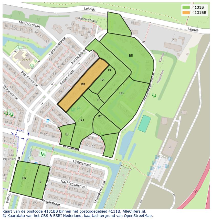 Afbeelding van het postcodegebied 4131 BB op de kaart.