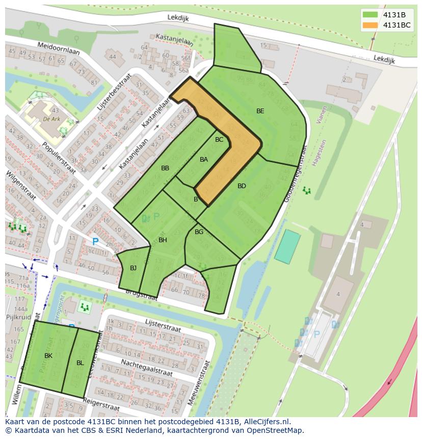 Afbeelding van het postcodegebied 4131 BC op de kaart.