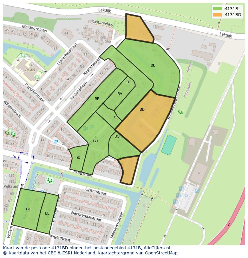 Afbeelding van het postcodegebied 4131 BD op de kaart.