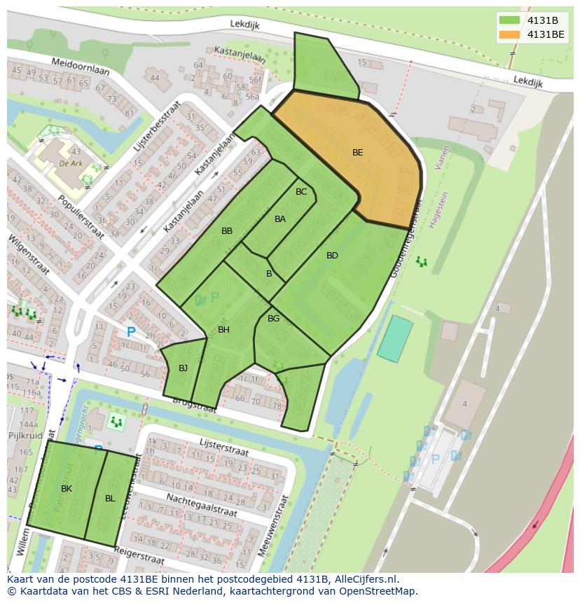 Afbeelding van het postcodegebied 4131 BE op de kaart.