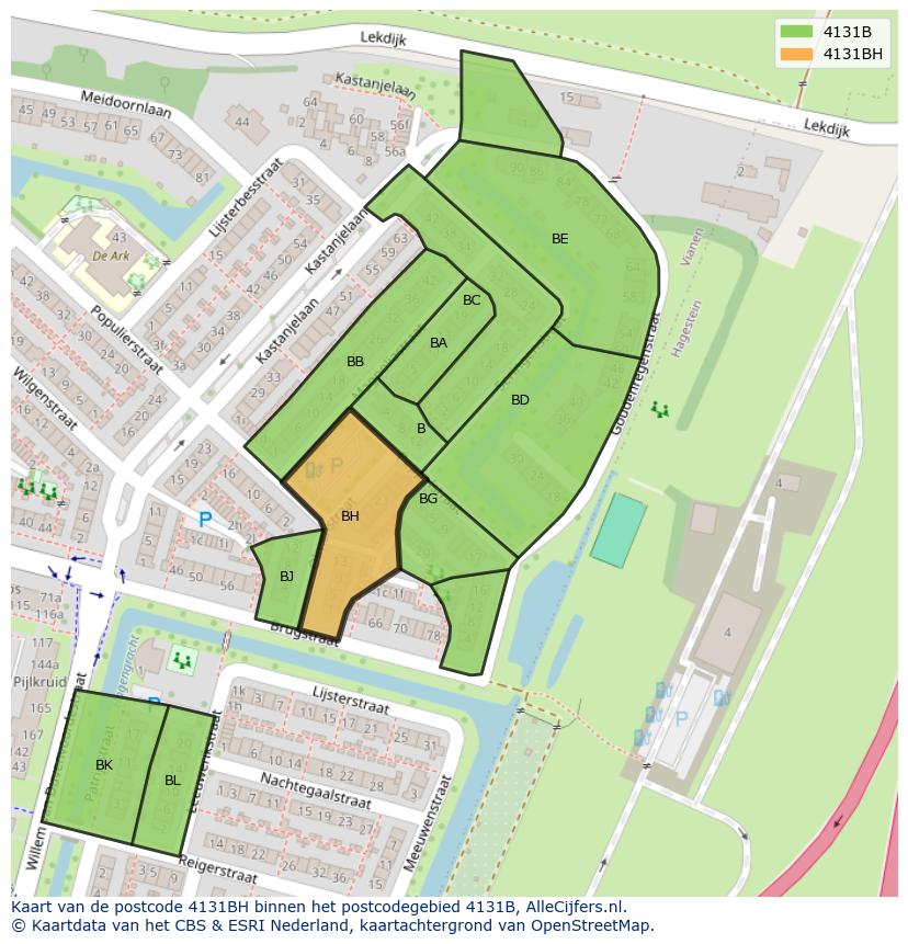Afbeelding van het postcodegebied 4131 BH op de kaart.
