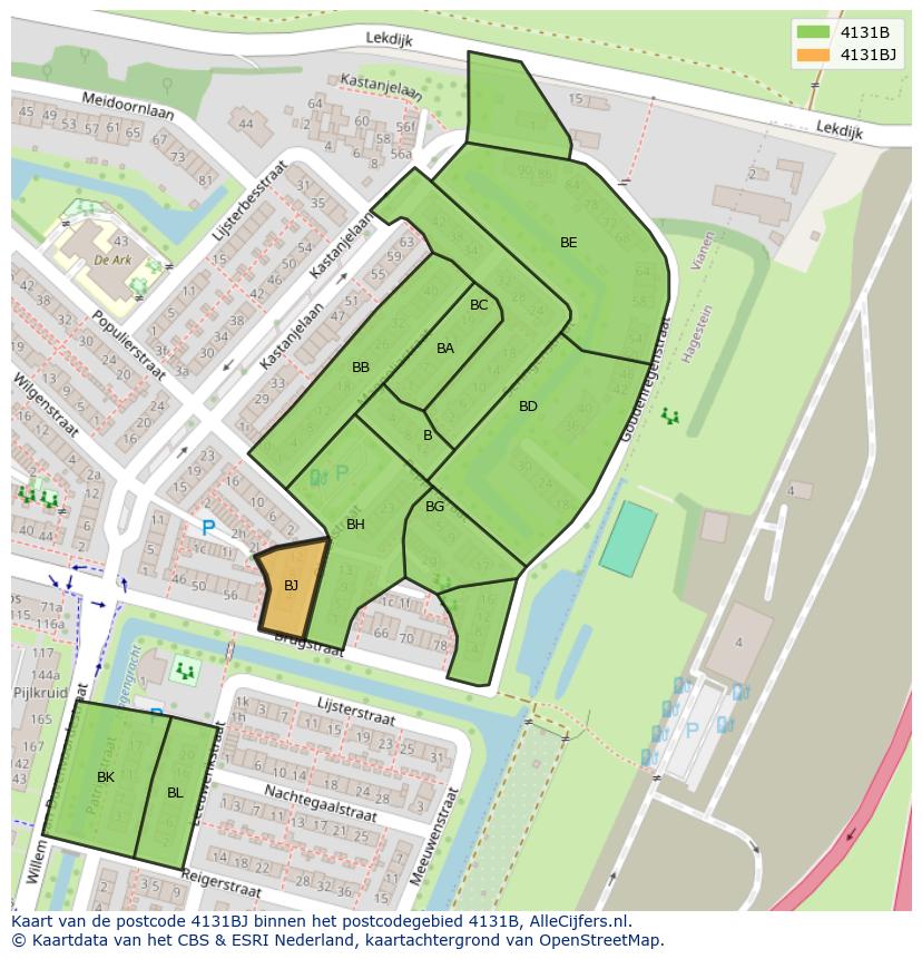 Afbeelding van het postcodegebied 4131 BJ op de kaart.