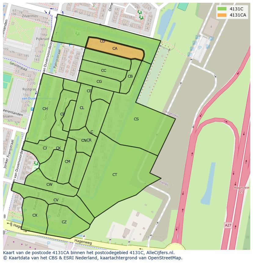 Afbeelding van het postcodegebied 4131 CA op de kaart.