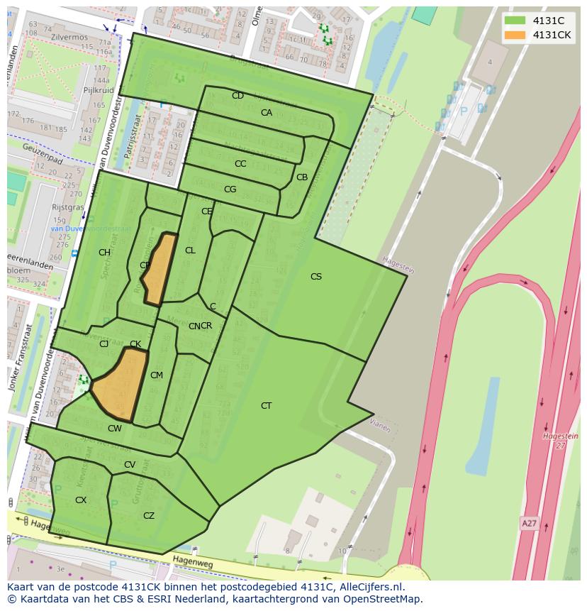 Afbeelding van het postcodegebied 4131 CK op de kaart.