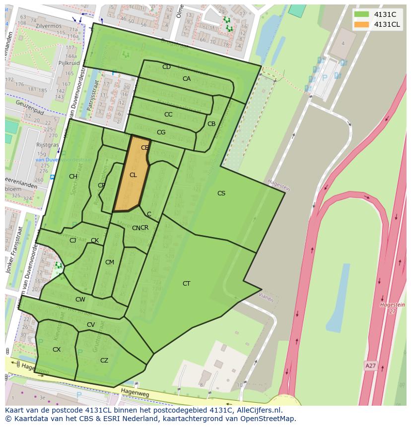 Afbeelding van het postcodegebied 4131 CL op de kaart.