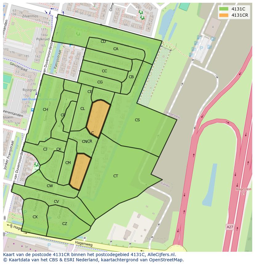 Afbeelding van het postcodegebied 4131 CR op de kaart.