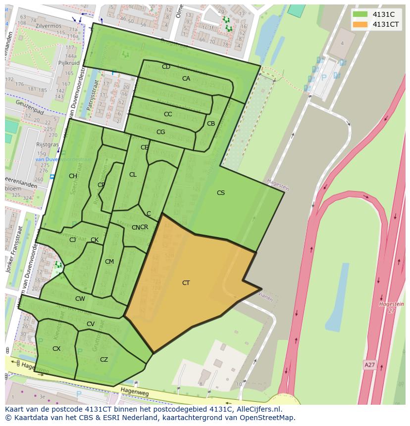 Afbeelding van het postcodegebied 4131 CT op de kaart.