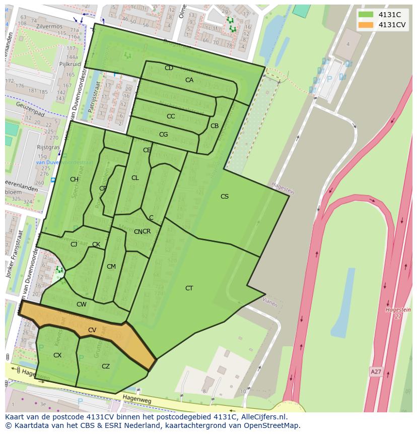 Afbeelding van het postcodegebied 4131 CV op de kaart.
