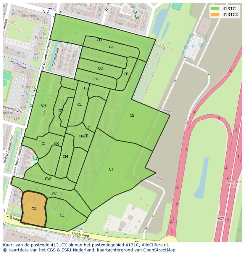 Afbeelding van het postcodegebied 4131 CX op de kaart.