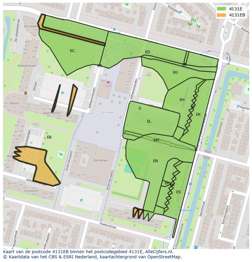 Afbeelding van het postcodegebied 4131 EB op de kaart.