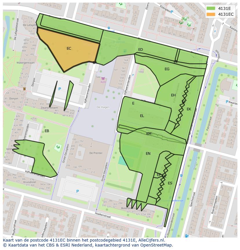 Afbeelding van het postcodegebied 4131 EC op de kaart.