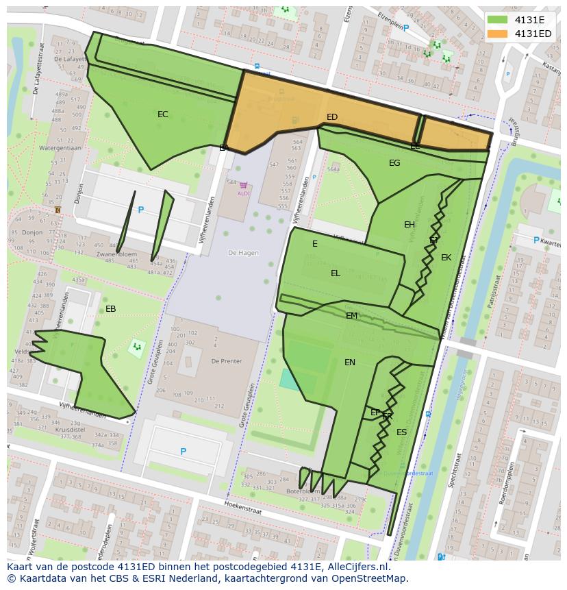 Afbeelding van het postcodegebied 4131 ED op de kaart.