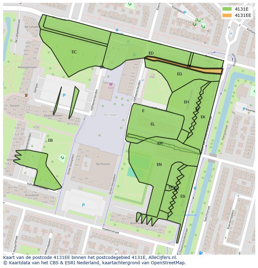 Afbeelding van het postcodegebied 4131 EE op de kaart.