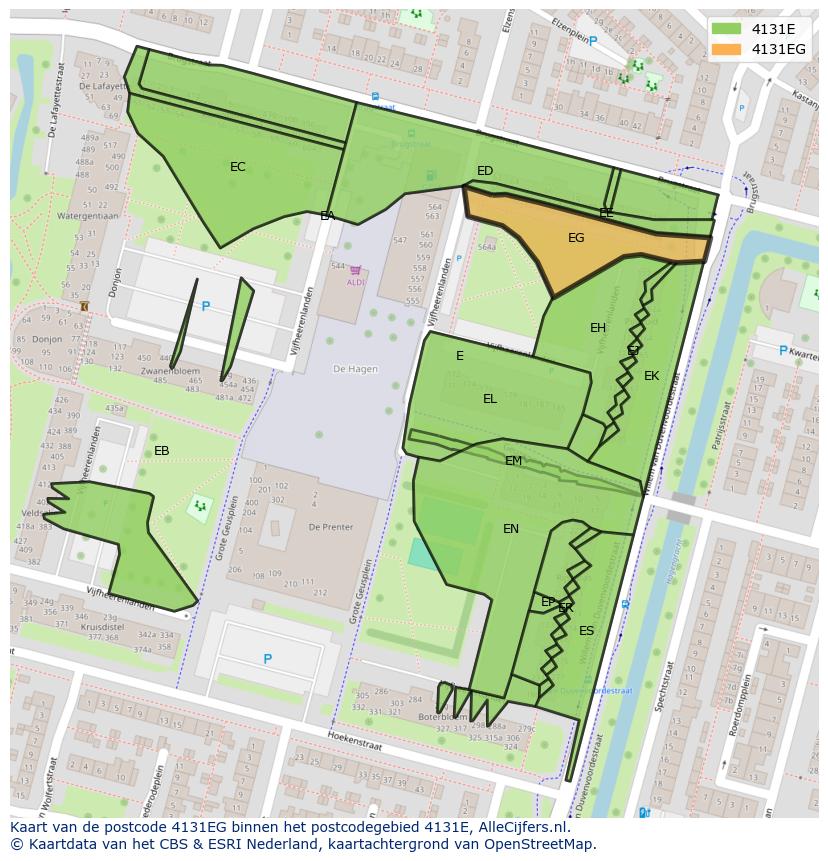 Afbeelding van het postcodegebied 4131 EG op de kaart.
