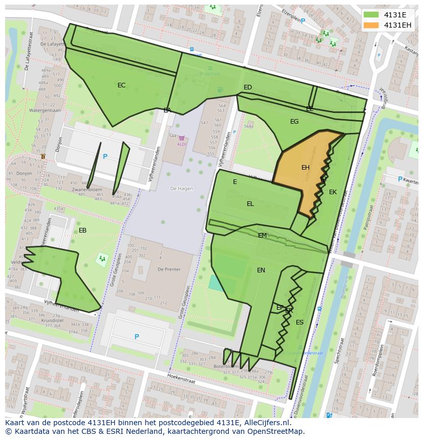 Afbeelding van het postcodegebied 4131 EH op de kaart.