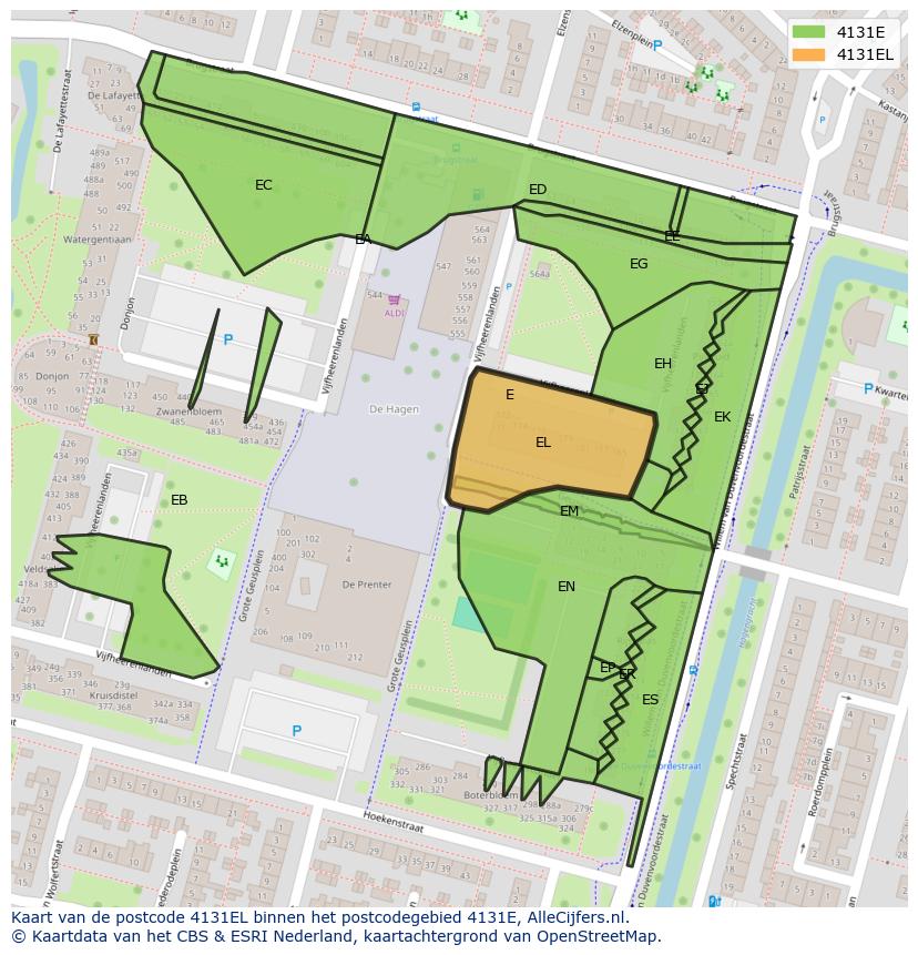 Afbeelding van het postcodegebied 4131 EL op de kaart.