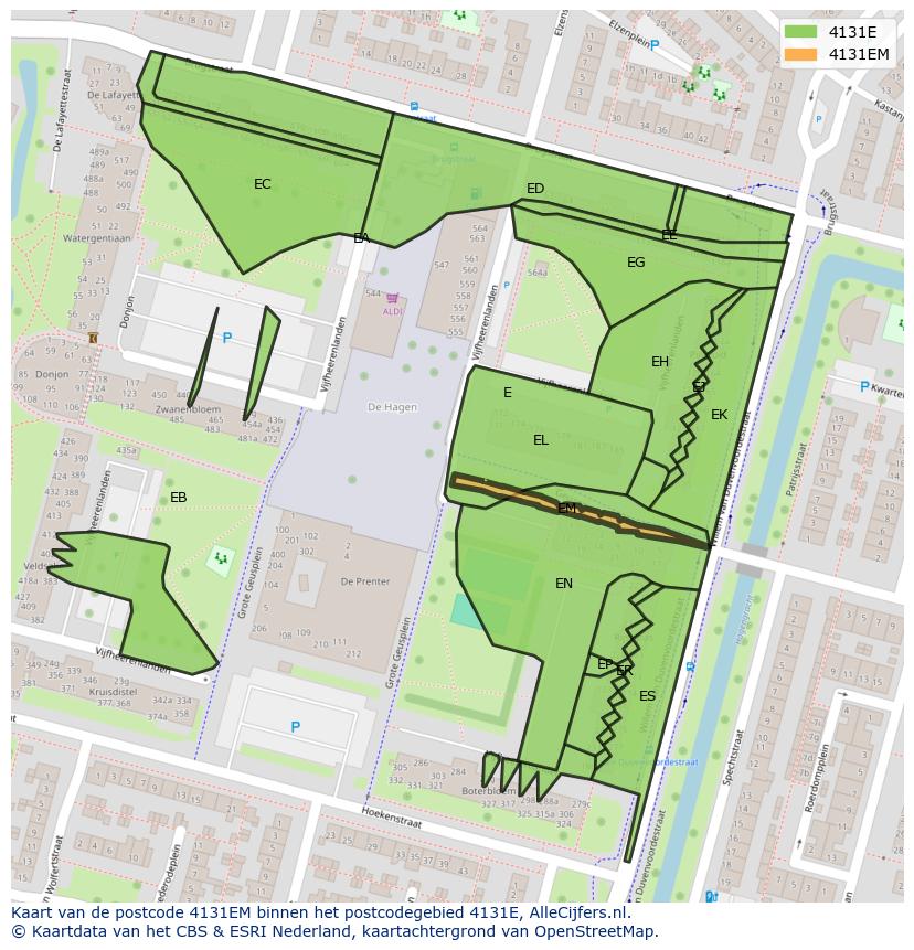 Afbeelding van het postcodegebied 4131 EM op de kaart.