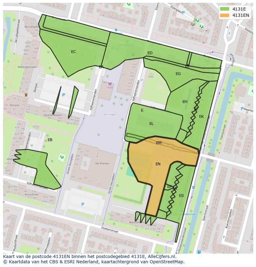 Afbeelding van het postcodegebied 4131 EN op de kaart.