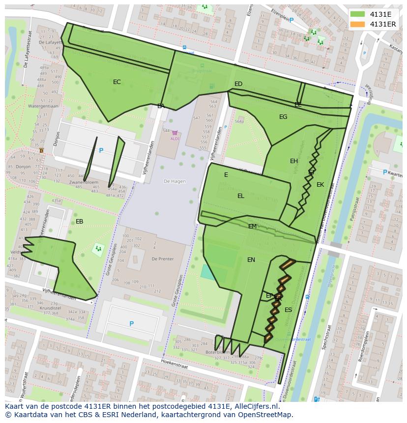 Afbeelding van het postcodegebied 4131 ER op de kaart.